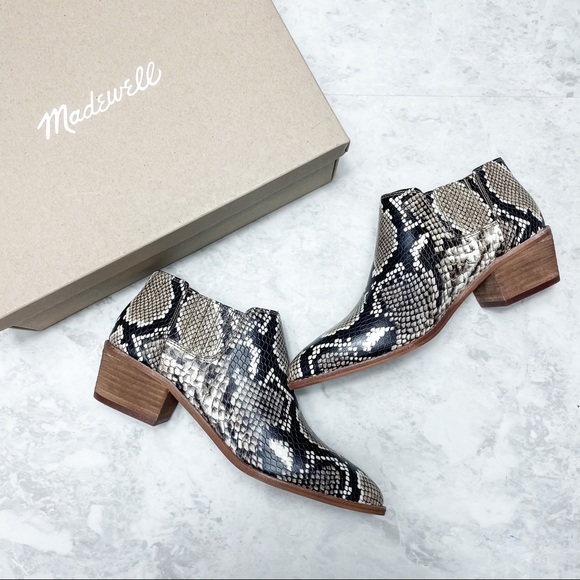 Madewell Shoes - Madewell Leather Snakeskin Chelsea Ankle Booties